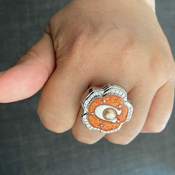 COACH C Statement Silver Ring Pearl Flower Jewelry Sephora Collab Cute Kawaii - Picture 1 of 4